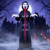 Outsunny 10 FT Halloween Inflatable Skeleton, Scary Halloween Decoration, Inflatable Giant Long Tongue Skeleton Blow Up Decoration with Built-in LED Lights for Yard Garden Indoor Outdoor Decor