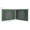 Outsunny Gazebo Side Panels with Windows and Doors, for 3x3(m) or 3x6m Pop Up Gazebo, 2 Pack Sides Replacement, Green