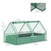 Outsunny Raised Garden Bed with Mini Greenhouse, Outdoor Metal Planter Box with Cover, for Herbs and Vegetables, Use for Patio, Garden, Balcony, Green and Dark Grey