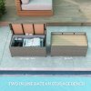 Outsunny PE Rattan Outdoor Storage Bench, Aluminium Garden Bench with Storage Underneath w/ Zipped Inner Lining, Rods for Deck, Grey