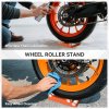 HOMCOM Motorcycle Wheel Cleaning Roller Stand with Steel Frame, Aluminium Rollers, Motorcycle Maintenance Stand for Tyre Cleaning and Chain Lubrication, Fit Tyre Width < 180mm, Bikes < 485lb, Orange