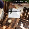 Outsunny 2-Seater Wooden Garden Bench, Antique Loveseat Chair with Table & Parasol Hole, Outdoor Bench for Porch, Patio, Carbonised Finish