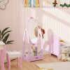 AIYAPLAY Kids Mirror Full Length with Storage Shelf, 360?? Rotating Standing Mirror for Bedroom, Kids Room, Nursery Room, Pink