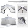 Outsunny Outdoor Garden Pop-up Gazebo Canopy Tent Sun Shade Event Shelter Folding with Adjustable Height, Mesh Screen Side Walls 3.5 M 3.5 M Base / 3 M 3 M Top, White