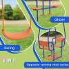 Outsunny Kid Swing Set, 3 in 1 Garden Metal Set for Outdoor with Single Swing, Glider, Rocking Chair Swing, for Toddlers 3+Years, Orange