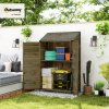Outsunny Lean-to Small Shed, Tall Wooden Garden Shed with Slatted Bottom, Magnetic Doors, Double Shelves, Outdoor Tool Log Store, 103.5 x 59 x 174.5 cm, Olive Brown