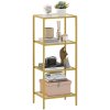 HOMCOM 4-Tier Shelving Unit, Modern Glass Shelf, Bookshelf, Storage Rack for Living Room, Home Office, Bedroom, Bathroom, 40 x 30 x 97 cm, Gold Tone