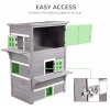 PawHut Outdoor Cat House, 3 Tier Wooden Kitten Shelter with Jumping Platforms, Asphalt Roof, Doors for Indoor, Garden - Grey