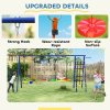 AIYAPLAY 6 in 1 Kids Swing Set, Metal Swing with 3 Swings, Basketball Hoop, Climbing Ladder and Net, Heavy Duty A-Frame Garden Swing Kids Outdoor Children Playground for Ages 3-8