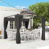 Outsunny 3 x 3(m) Pergola with Retractable Roof Canopy and Curtains, Metal Frame Garden Gazebo Outdoor Sun Shade Shelter for Grill, Patio, Deck, Charcoal Grey