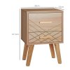 HOMCOM Bedside Table, Bedside Cabinet with 2 Drawers, Nordic Side Table with Wood Legs, Nightstand for Bedroom, Natural