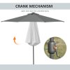 Outsunny 2.7m Patio Garden Umbrella Outdoor Parasol Outdoor Market Table Umbrella with Tilt Crank and 24 LEDs Lights (Grey)