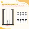 PawHut Extra Tall Dog Gate with Cat Flap, Pet Safety Gate for Doorways Stairs with Auto Close Double Locking, 104 cm Tall 74-80 cm Wide, Black