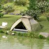 Outsunny Camping Tent, 3-4 Man Family Dome Tent, 2000mm Waterproof, with Carry Bag and Top Hook, for Fishing Hiking Festival, Quick Setup, Dark Green