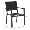 Outsunny 2 Pieces Garden Dining Chairs, Aluminium Outdoor Armchair for 2 with Breathable Mesh Fabric, Stackable Design, Black