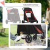 PawHut Dog Stroller Pet Pram Dog Pushchair Buggy with Adjustable Canopy for Medium and Large Breeds, Red