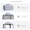 Outsunny 3 x 4m Aluminium Garden Gazebo, Marquee Canopy Shelter Pavilion Party Tent with Nets and Curtains for Garden and Deck, Grey