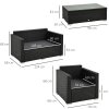 Outsunny 4 Pieces Outdoor PE Rattan Sofa Set with Cushions, Patio Wicker Conversation Furniture Set with Glass Top Coffee Table, Black