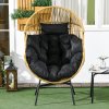 Outsunny Garden Egg Chair with 14cm Thick Seat Cushion, PE Rattan Leisure Chair with Comfortable Headrest, Adjustable Feet, Steel Frame, Sand