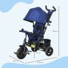 HOMCOM 6 in 1 Trike, Kids Tricycle, Pedal Push Bike w/ Push Handle, Removable Canopy, 5-point Safety Belt, Storage, Cushion, Footrest, Brake, for 1-5 Years Toddler