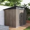 Outsunny 7 x 4ft Outdoor Garden Metal Storage Shed, Tool Storage Box for Patio, Grey Wood Grain