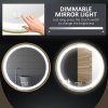 kleankin Round Bathroom LED Mirror, Dimmable Lighted Wall-Mounted Mirror with 3 Temperature Colours, Time Display, Memory Function, Hardwired, Gold