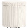 HOMCOM 40cm Round Storage Ottoman, Corduroy Footstool with Removable Lid and Legs, Vanity Stool for Living Room, Bedroom