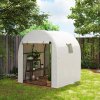 Outsunny 1.8 x 1.8 x 2m Polytunnel Greenhouse with Doors and Mesh Windows, Walk-in Grow House Tent with UV-resistant PE Cover and Steel Frame, White