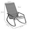 Outsunny Garden Rocking Chair, Ergonomic Outdoor Rocking Chair with Armrests, High Backrest, Steel Frame Relaxing Rocker Armchair Seat for Patio, Balcony, Porch, Grey
