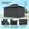 Outsunny 4m x 3(m)Garden Gazebo, Double Roof Outdoor Gazebo Canopy Shelter with Curtains, Solid Steel Frame for Patio, Garden, Black