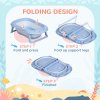 ZONEKIZ Foldable Baby Bath Tub Set, Collapsible Bathtub Antibacterial with Non-Slip Support, Cushion Pad, Shower Head Holder, for Newborn to Toddler Ages 0-6 Years - Blue