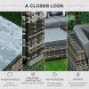 Outsunny 6 Pieces Rattan Garden Furniture Set, 5 Seater Garden Sofa Set with Thickened Cushions, Glass Top Coffee Table and Ottomans, Outdoor Sectional Conservatory Furniture with Pillows, Grey