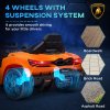 AIYAPLAY Lamborghini Revuelto Licensed Electric Car for Kids with Butterfly Doors, 12V Kids Electric Ride On with Suspension, Remote Control, LED Lights, Horn, USB, MP3 for 3-5 Years, Orange