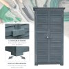 Outsunny Small Shed, Wooden Garden Storage Shed, 3 Shelves Outdoor Tool Shed Cabinet with Asphalt Roof and Shutter Doors, 87cm x 47cm x 160cm, Grey
