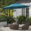 Outsunny 3(m) Cantilever Parasol with Cross Base, Banana Parasol with Crank Handle, Tilt and 8 Ribs, Round Hanging Patio Umbrella for Outdoor Pool, Garden, Balcony, Blue