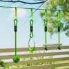 AIYAPLAY Obstacle Course for Kids, 32.8ft 10 Piece Zip Line Stackline for Kids, with 2 Monkey Bars, 2 Gym Rings, Rope Ladder, Nest Swing, Tree Protector, 2 Bags, Hanging Tray, 2 Rope Knots
