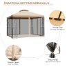 Outsunny 3 m x 3 m Garden Gazebo, Double Roof Outdoor Gazebo Canopy Shelter with Netting, Solid Steel Frame for Garden, Lawn, Backyard and Deck