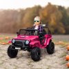 AIYAPLAY Kids Ride On Car, 12V Battery Powered Electric Truck with 4 Spring Suspension Wheels, Parental Remote Control, Music Horn LED Lights, Pink