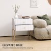 HOMCOM Bedside Table with 2 Drawers, Modern Bedside Cabinet with Storage and Metal Legs for Bedroom, Living Room, White