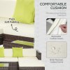 Outsunny 5 Pieces PE Rattan Garden Furniture Set with Cushions, Outdoor Corner Sofa, Patio Sectional Conversation Furniture Sets with Glass Top Coffee Table, Brown