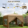 Outsunny 3 x 3 Meters Pop Up Water Resistant Gazebo Wedding Camping Party Tent Canopy Marquee with Carry Bag and 2 Windows, Khaki