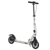 HOMCOM Adult Teens Kick Scooter Foldable Height Adjustable Aluminium Ride On Toy for 14+ w/ Rear Wheel & Hand Brake, 200mm Big Wheels, Shock Mitigation System - Silver