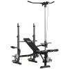HOMCOM Adjustable Weight Bench with Pulley System, Incline Bench Press Set with Squat Rack, Leg Developer, Butterfly and Weight Storage, for Home Gym Full Body Workout