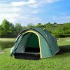 Outsunny Two-Man Camping Tent Dome Tent with Weatherproof Shell, Vestibule & Windows, for Fishing & Hiking, Green and Yellow