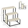 PawHut 3 Steps Dog Stairs, Pet Steps for Cat for Sofa and Bed with Sisal Scratching Board, Hanging Toy Ball, 47 x 45 x 47cm - Cream White