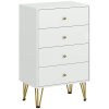 HOMCOM Bedroom Chest of Drawers, Tallboy 4-Drawer Dresser, Modern Storage Drawer Unit with Hairpin Legs, White