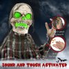 HOMCOM 70cm Groundbreaker Skeleton Outdoor Halloween Decoration, Halloween Animatronic with Sound Activated, Light Up Eyes, Sound Effects, Animated Prop for Haunted House