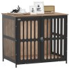 PawHut Dog Crate Furniture, Dog Cage Side End Table Indoor with Anti-Chew Resistant Mesh, Anti-Escape Door, for Medium Dogs, 80 x 55 x 72 cm, Walnut Brown