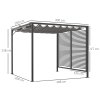 Outsunny 2.8 x 3(m) Metal Outdoor Pergola with Retractable Roof, Outdoor Gazebo Canopy Shelter with Grommet Holes for Garden, Patio, Lawn, Grey