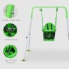 Outsunny Kids Swing Set Baby Swing, Indoor Outdoor Nursery Swing, with Safety Seat Belt, Support Back, for Toddlers 6-36 Morths - Green